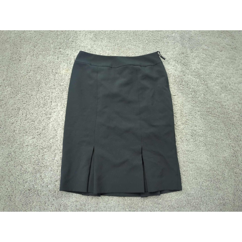 Black Label by Evan-Picone Pencil Skirt Womens 4 Black Kick Pleats Lined Office